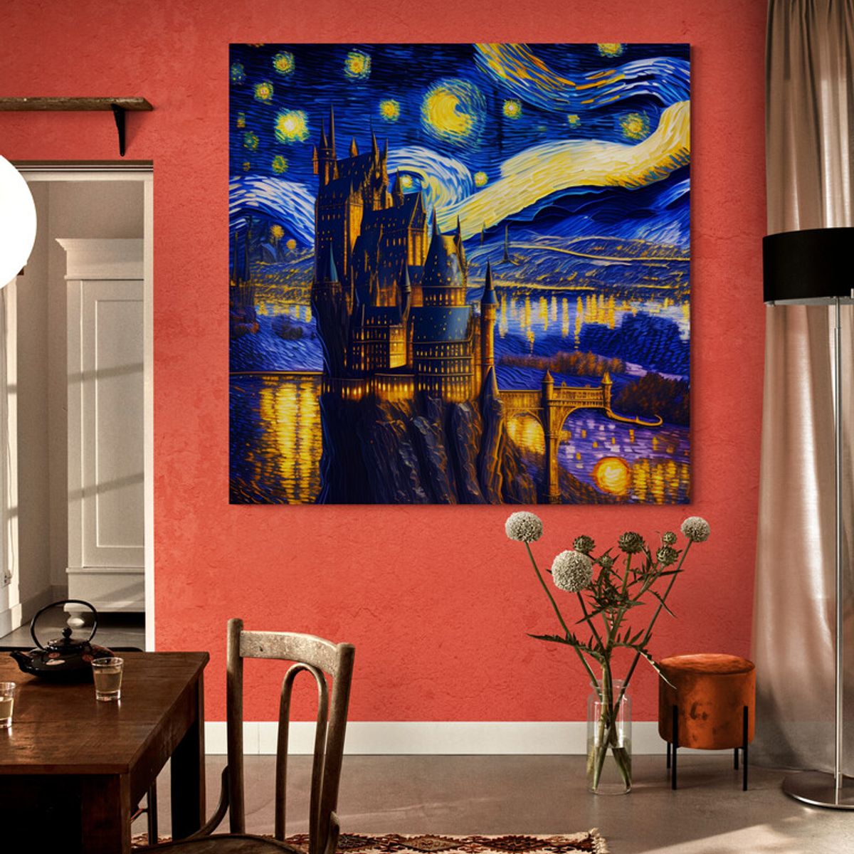 TAYRONA STORE - Cuadro En Lienzo Para Comedor Noche Estrellada 055 100x100cm