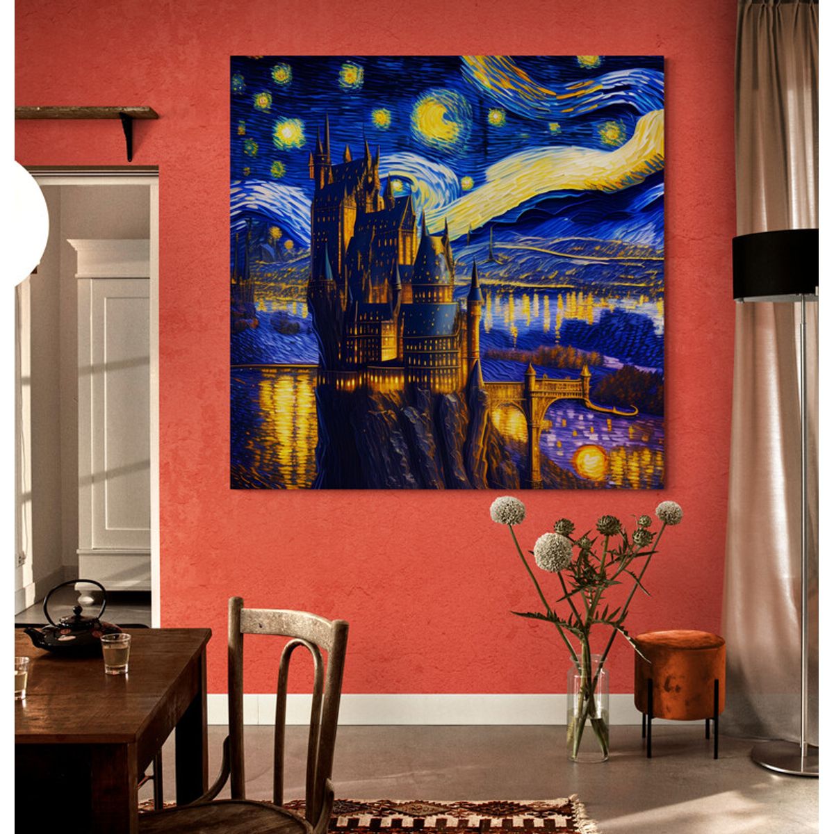 TAYRONA STORE - Cuadro En Lienzo Para Comedor Noche Estrellada 055 100x100cm