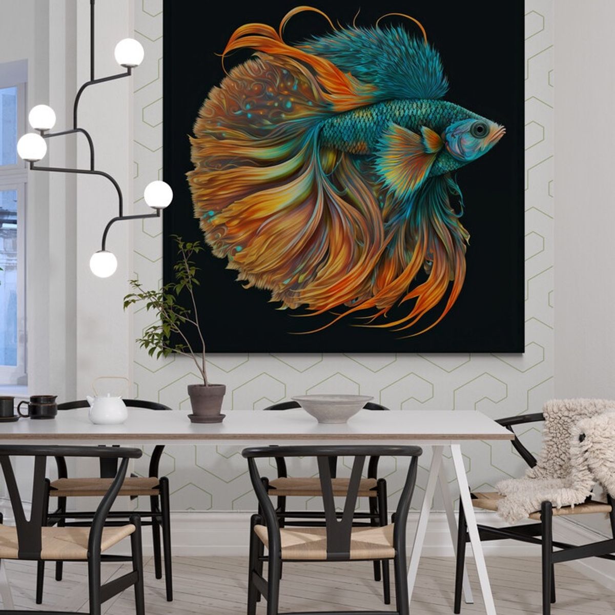 TAYRONA STORE - Cuadro En Lienzo Para Comedor Pes Beta 017 90x90cm