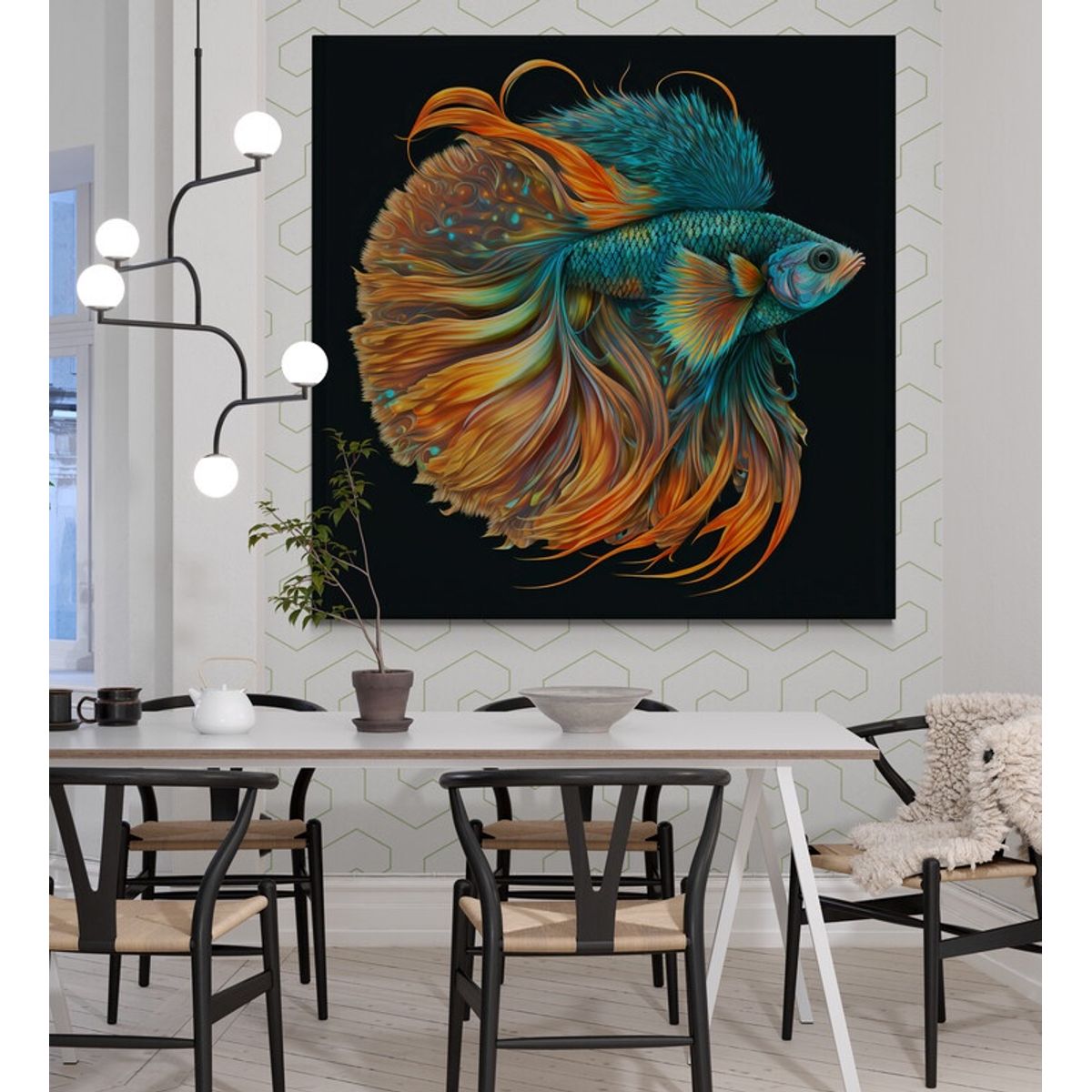 TAYRONA STORE - Cuadro En Lienzo Para Comedor Pes Beta 017 90x90cm