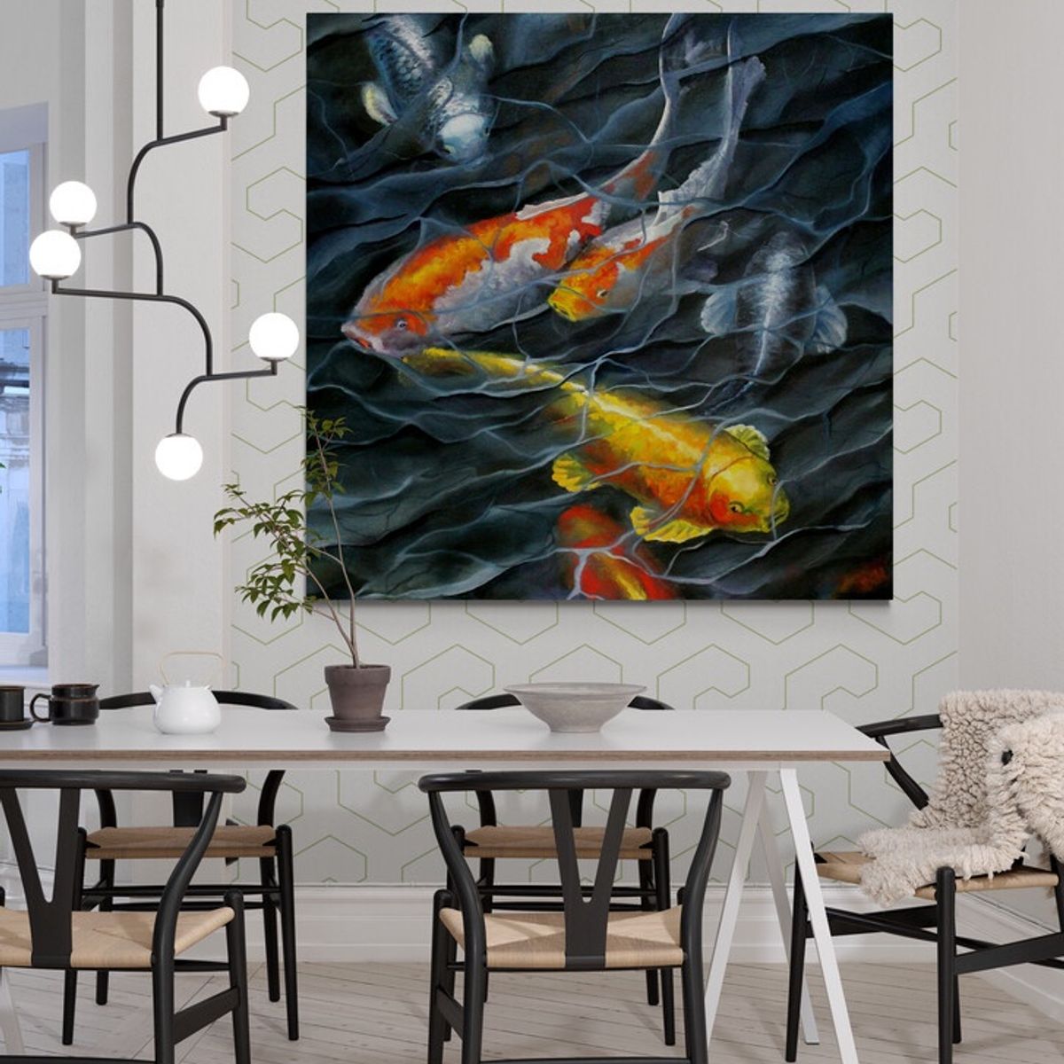 TAYRONA STORE - Cuadro En Lienzo Para Comedor Pes Koi 012 100x100cm