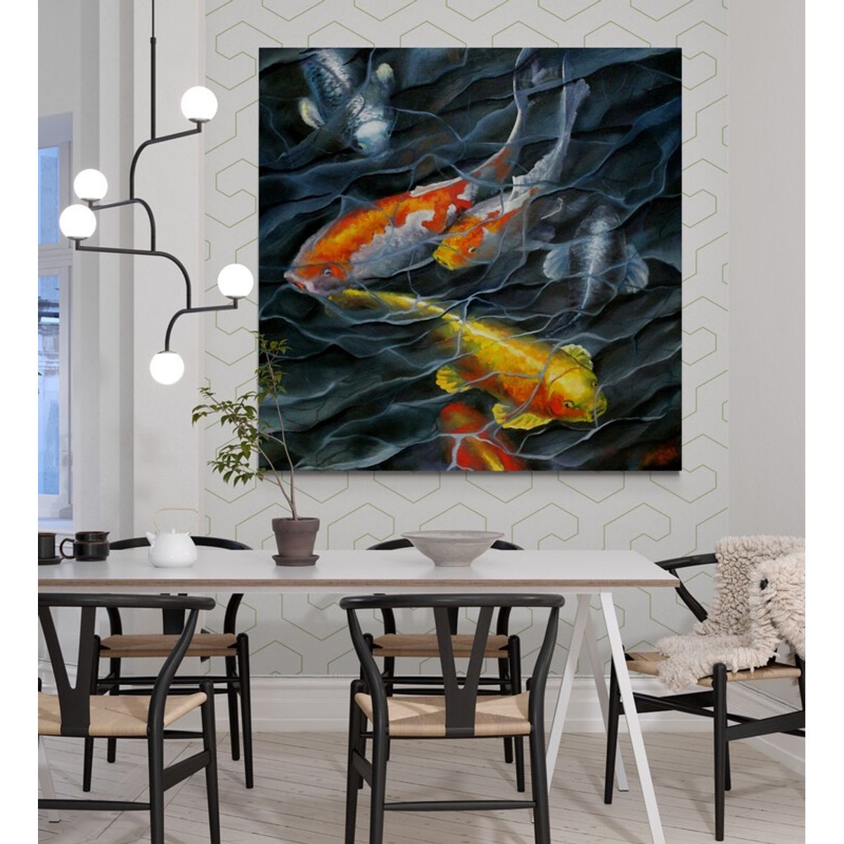 TAYRONA STORE - Cuadro En Lienzo Para Comedor Pes Koi 012 100x100cm