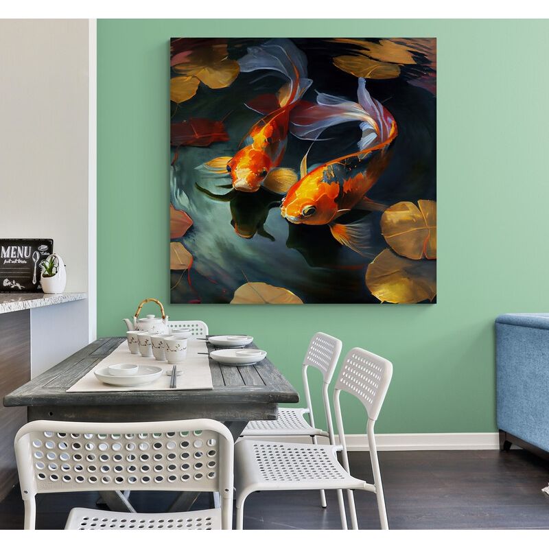 TAYRONA STORE - Cuadro En Lienzo Para Comedor Pes Koi 013 100x100cm