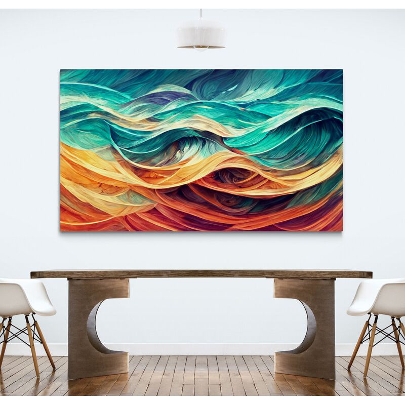 TAYRONA STORE - Cuadro En Lienzo Para Comedor Abstracto Colores 254 100x55cm