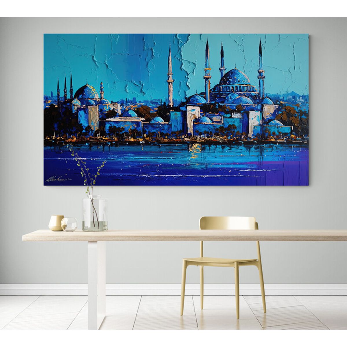 TAYRONA STORE - Cuadro Lienzo Para Comedor Mezquita Pintura Ciudad 161 125x70cm