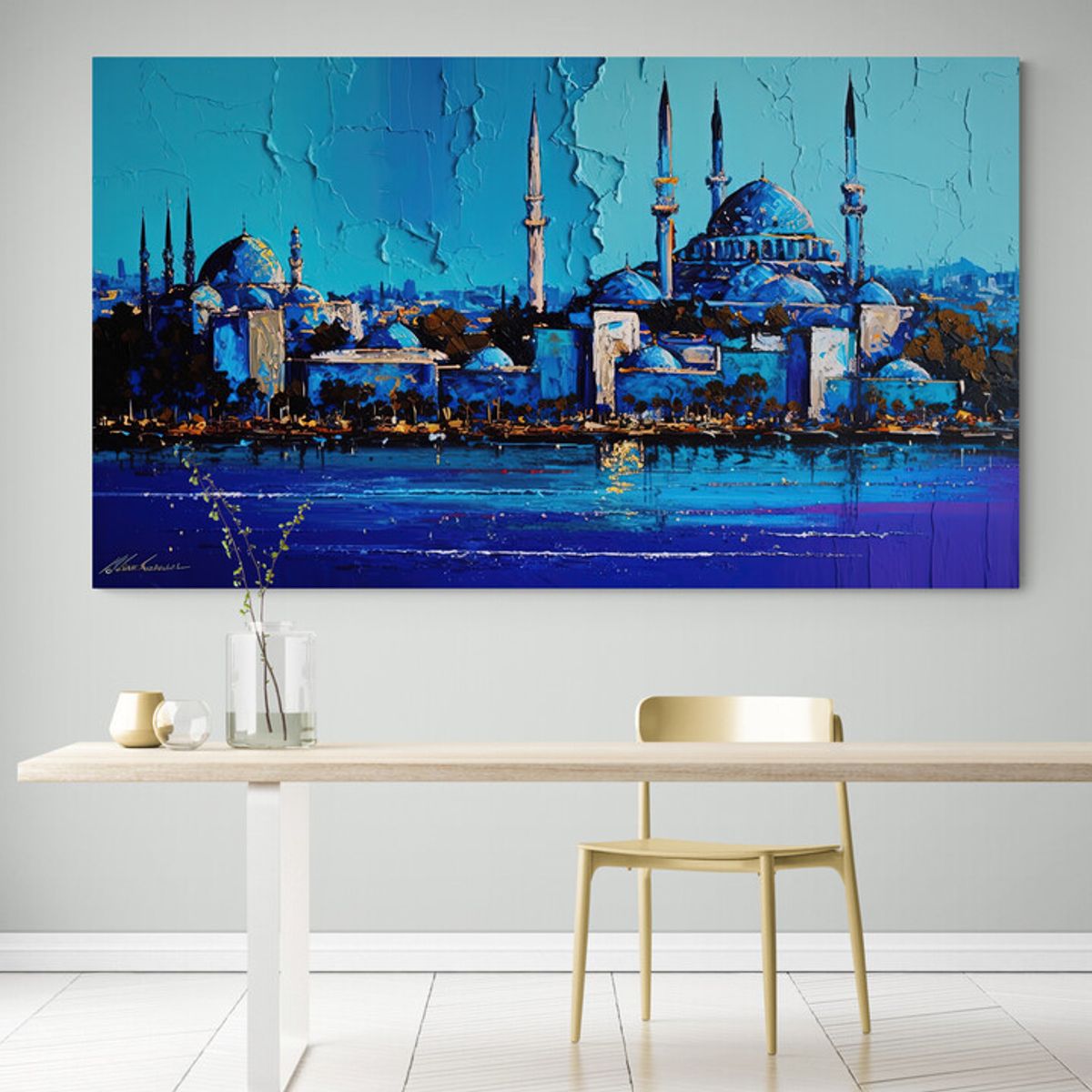 TAYRONA STORE - Cuadro Lienzo Para Comedor Mezquita Pintura Ciudad 161 150x85cm