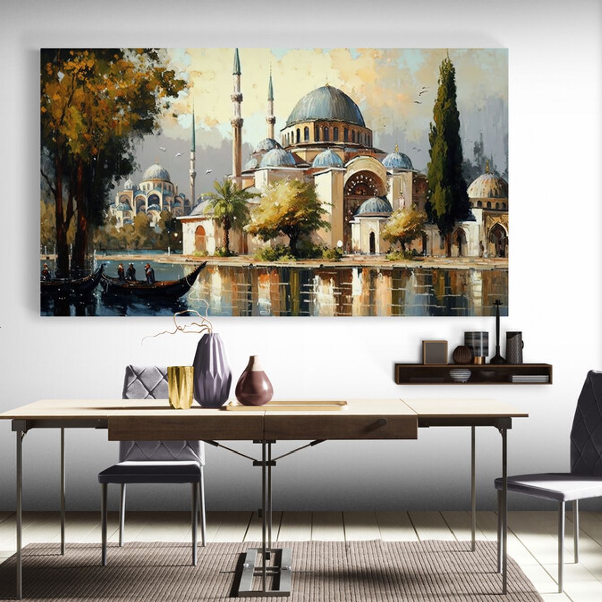 TAYRONA STORE - Cuadro Lienzo Para Comedor Mezquita Pintura Ciudad 162 80x45cm