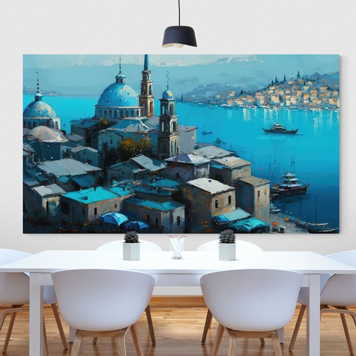 TAYRONA STORE - Cuadro Lienzo Para Comedor Mezquita Pintura Ciudad 163 80x45cm