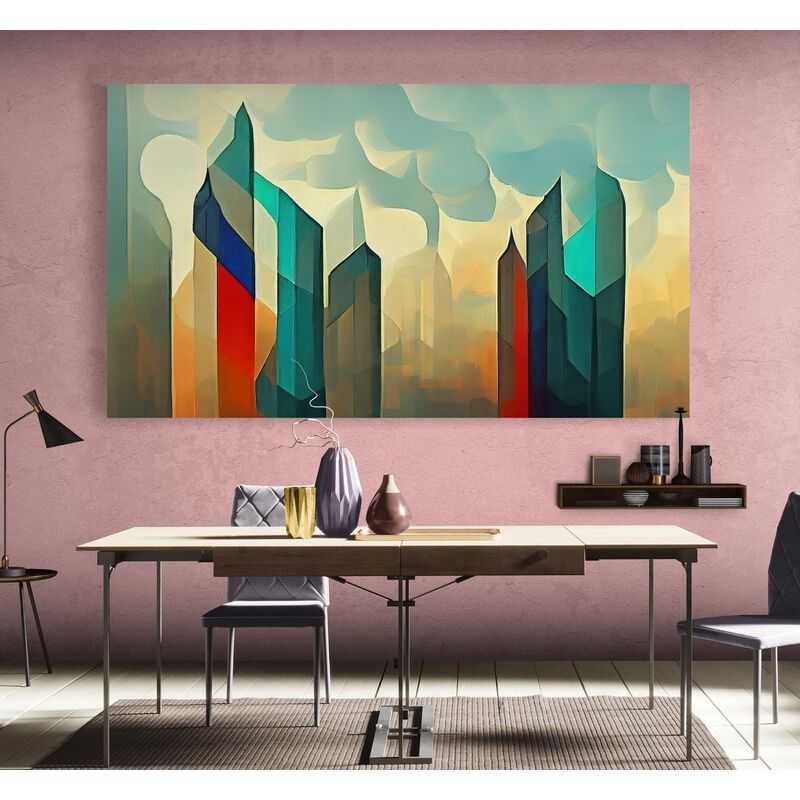 TAYRONA STORE - Cuadro En Lienzo Para Comedor Pintura Ciudad 183 150x85cm