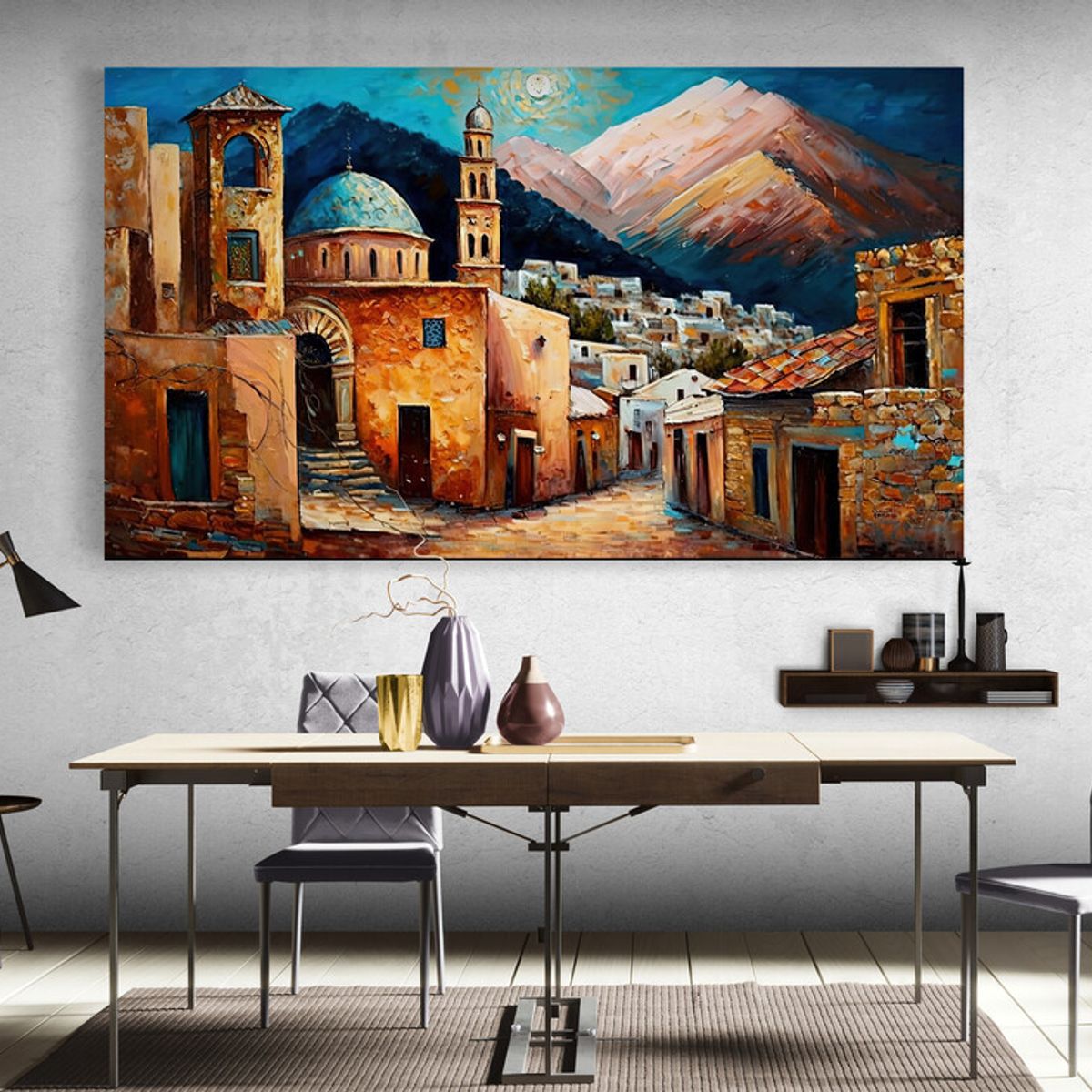 TAYRONA STORE - Cuadro En Lienzo Para Comedor Pintura Ciudad 238 150x85cm