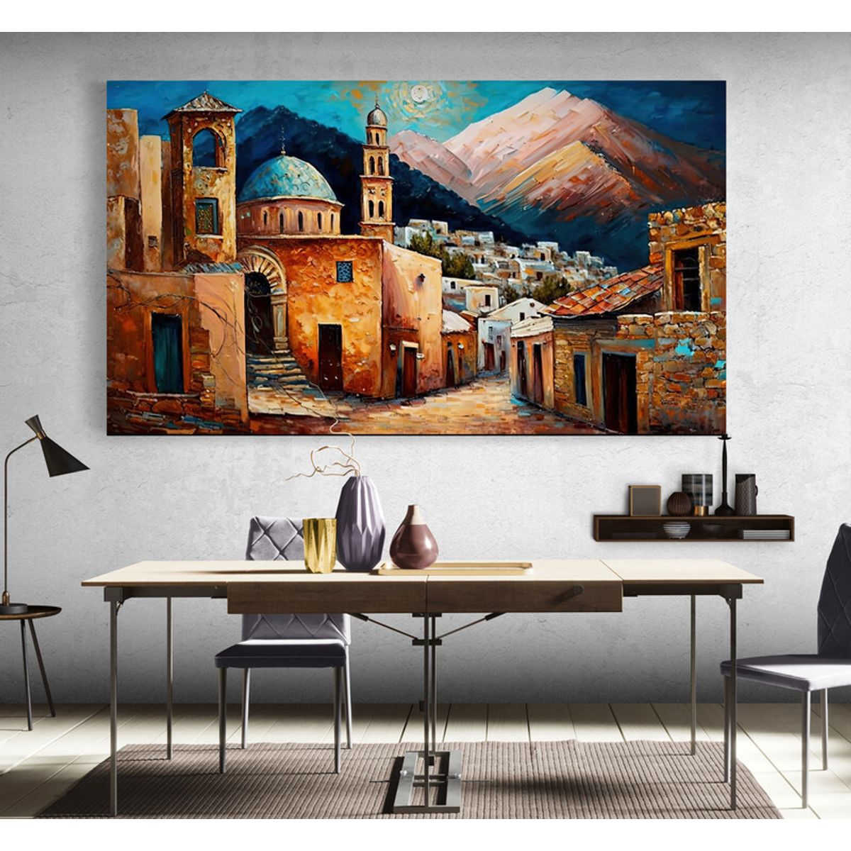 TAYRONA STORE - Cuadro En Lienzo Para Comedor Pintura Ciudad 238 150x85cm