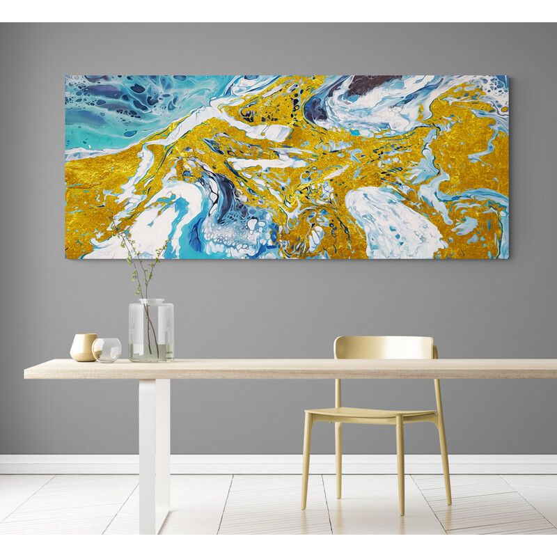 TAYRONA STORE - Cuadro En Lienzo Para Comedor Abstracto Colores 327 100x40cm