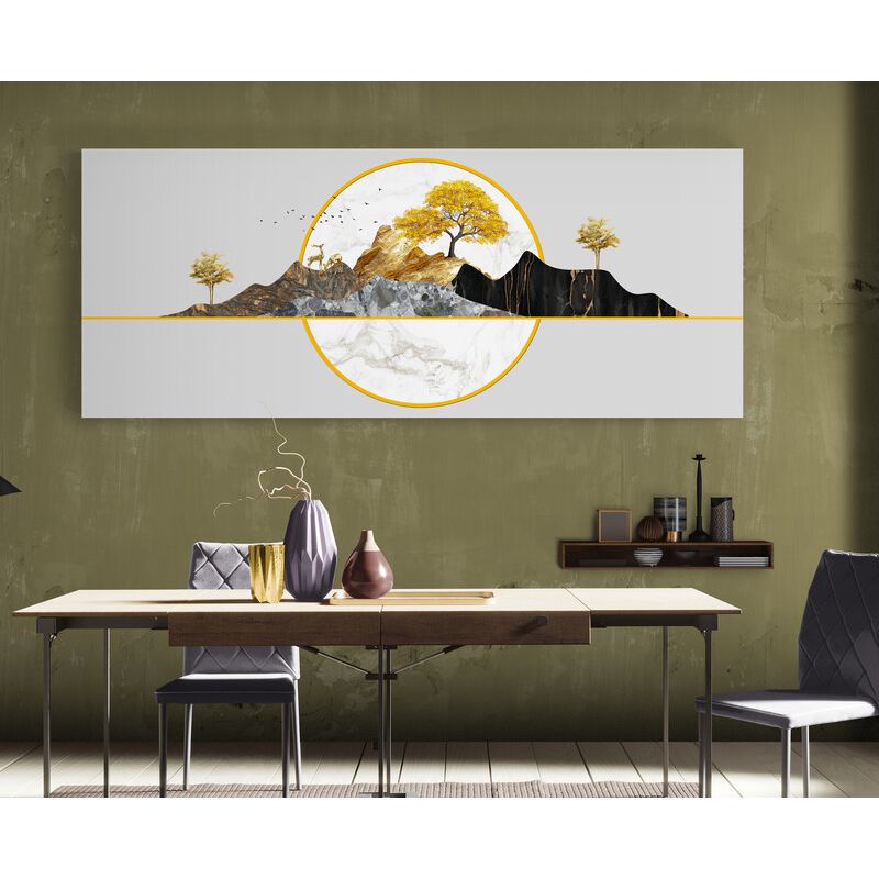 TAYRONA STORE - Cuadro En Lienzo Para Comedor Arbol Diseño Minimalista 496 100x40cm