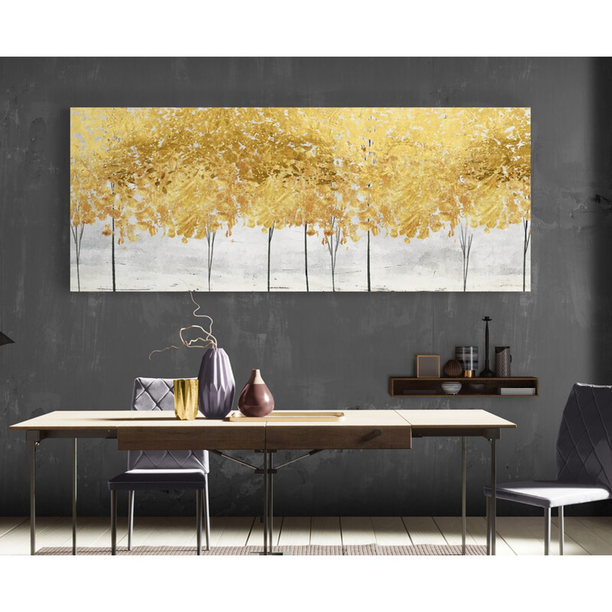 TAYRONA STORE - Cuadro En Lienzo Para Comedor Arbol Diseño Minimalista 516 100x40cm