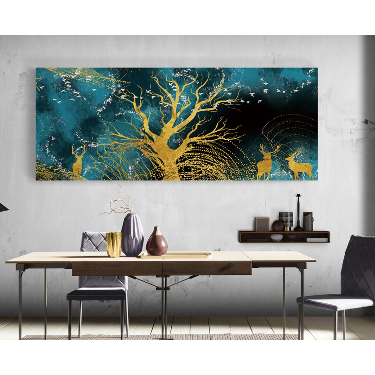 TAYRONA STORE - Cuadro En Lienzo Para Comedor Arbol Diseño Minimalista 516 175x70cm