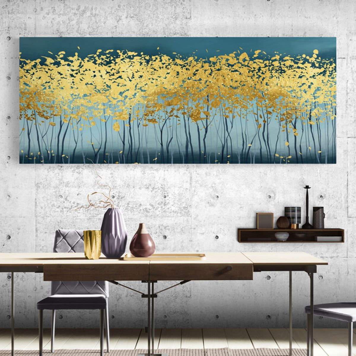 TAYRONA STORE - Cuadro En Lienzo Para Comedor Arbol Diseño Minimalista 534 100x40cm.