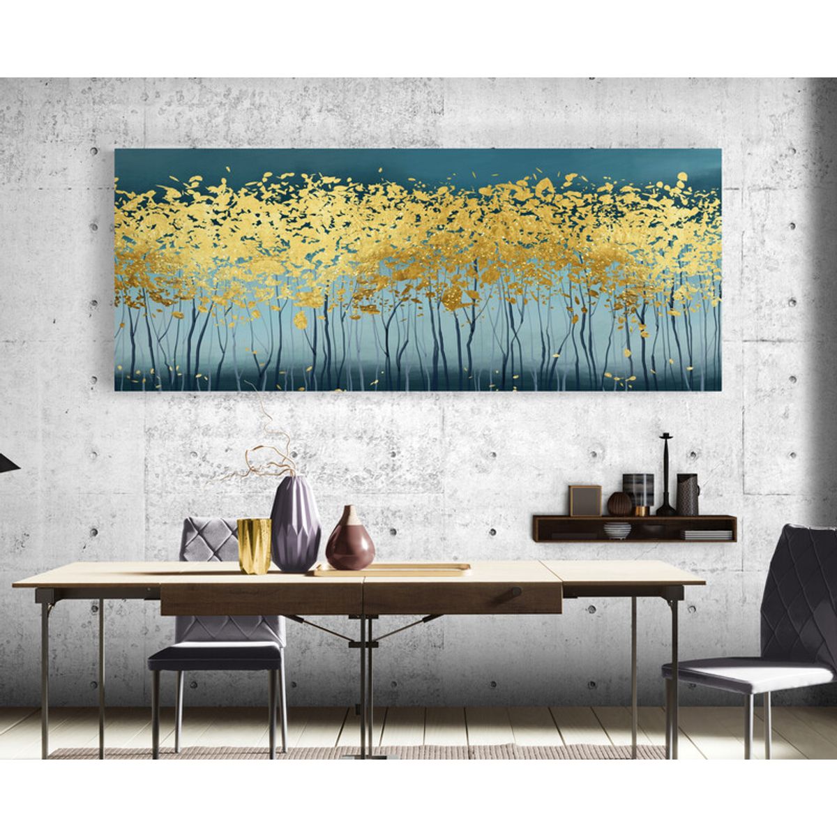 TAYRONA STORE - Cuadro En Lienzo Para Comedor Arbol Diseño Minimalista 534 100x40cm.