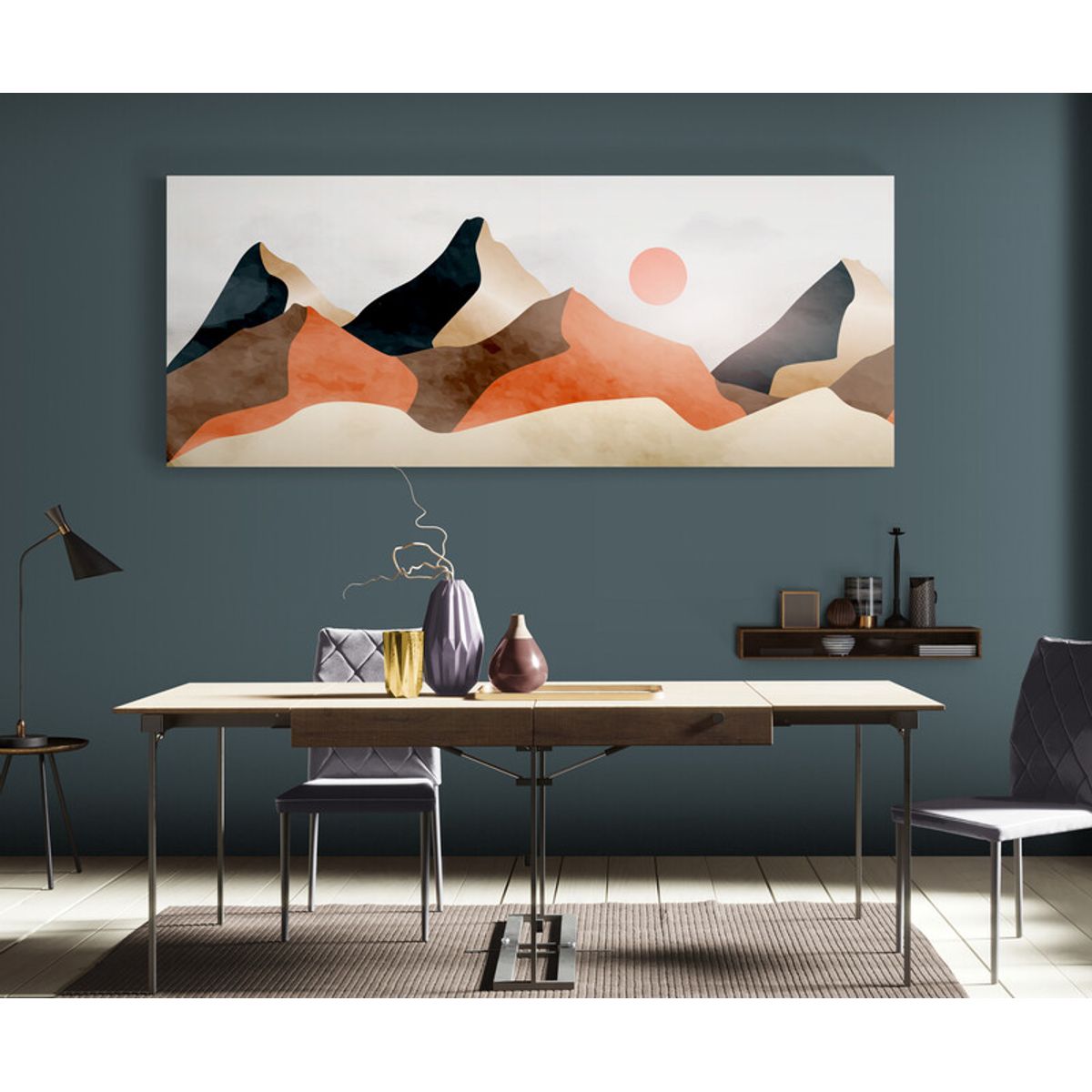 TAYRONA STORE - Cuadro En Lienzo Para Comedor Atardecer Minimalista 007 125x50cm