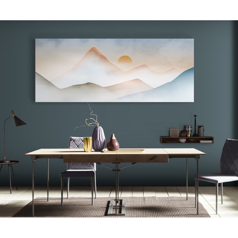 TAYRONA STORE - Cuadro En Lienzo Para Comedor Atardecer Minimalista 010 100x40cm