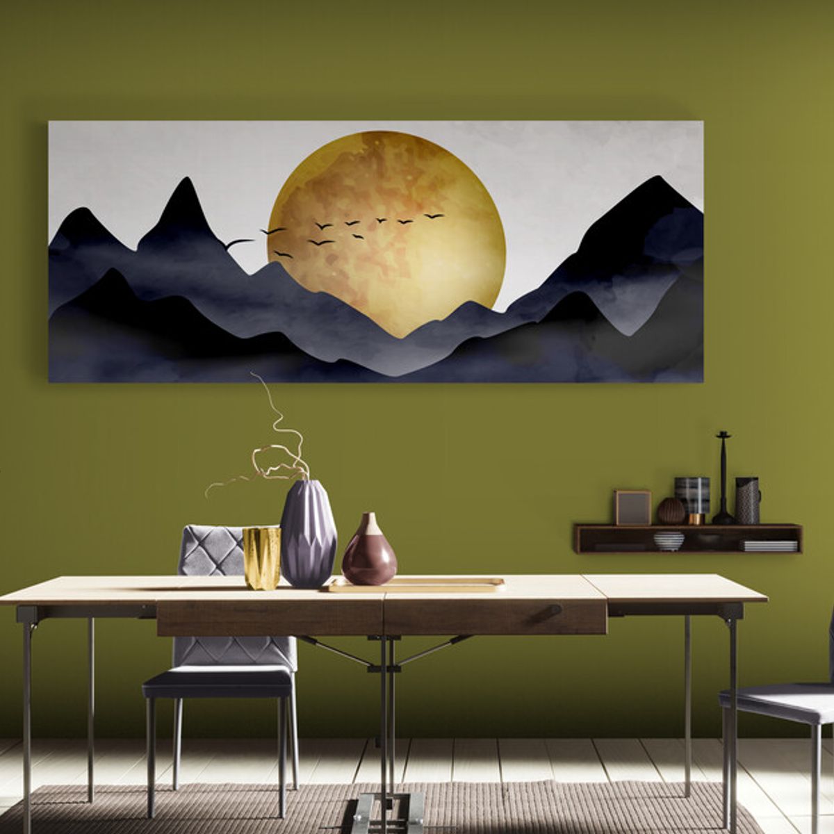 TAYRONA STORE - Cuadro En Lienzo Para Comedor Atardecer Minimalista 011 125x50cm