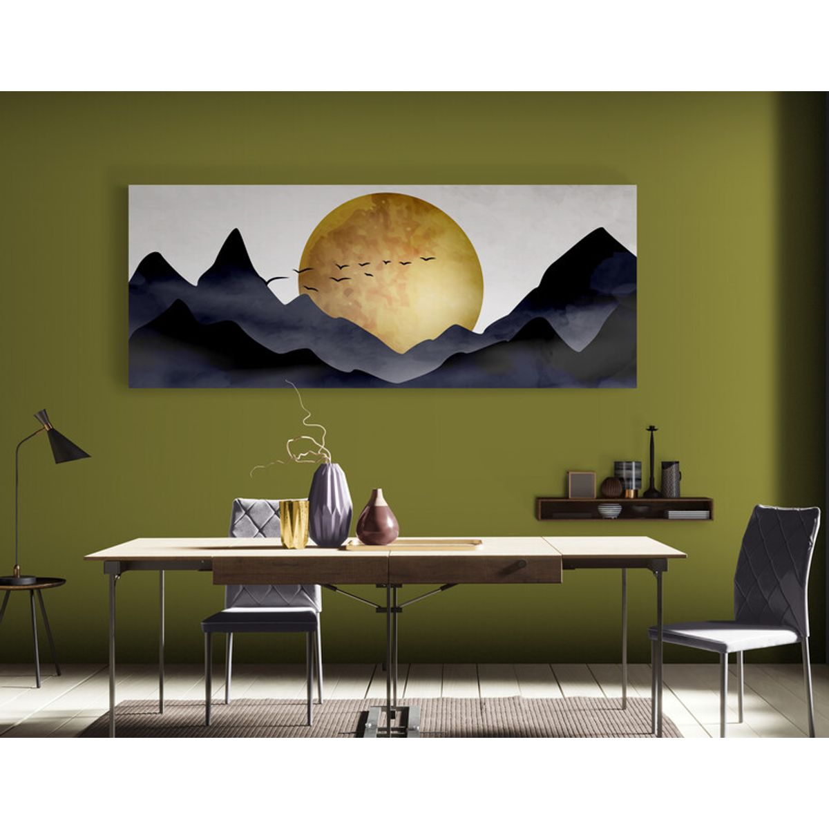 TAYRONA STORE - Cuadro En Lienzo Para Comedor Atardecer Minimalista 011 125x50cm