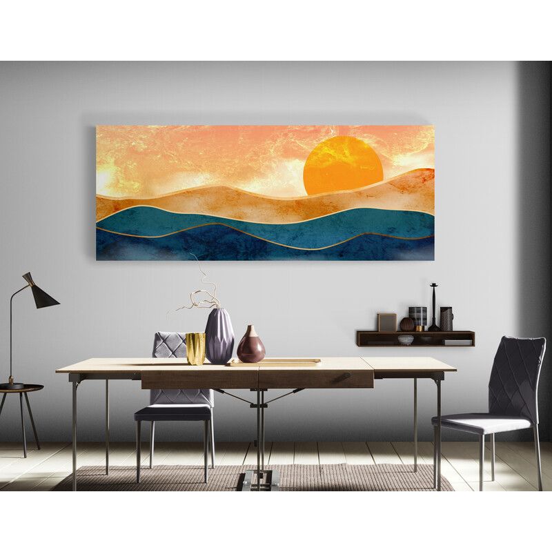 TAYRONA STORE - Cuadro En Lienzo Para Comedor Atardecer Minimalista 018 100x40cm