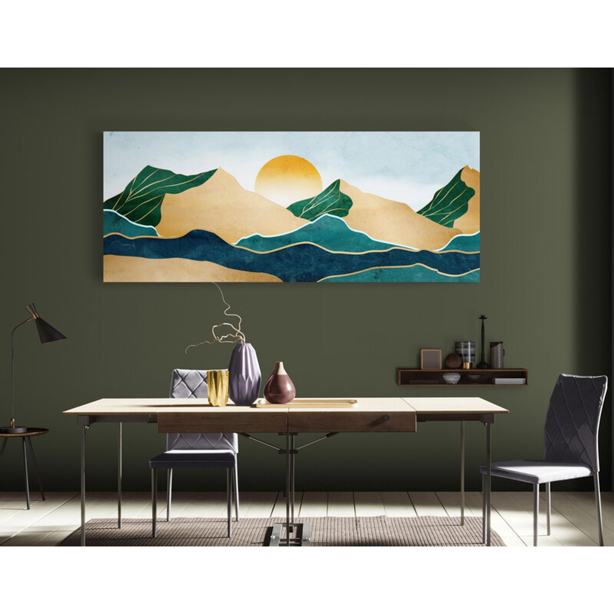 TAYRONA STORE - Cuadro En Lienzo Para Comedor Atardecer Minimalista 022 175x70cm