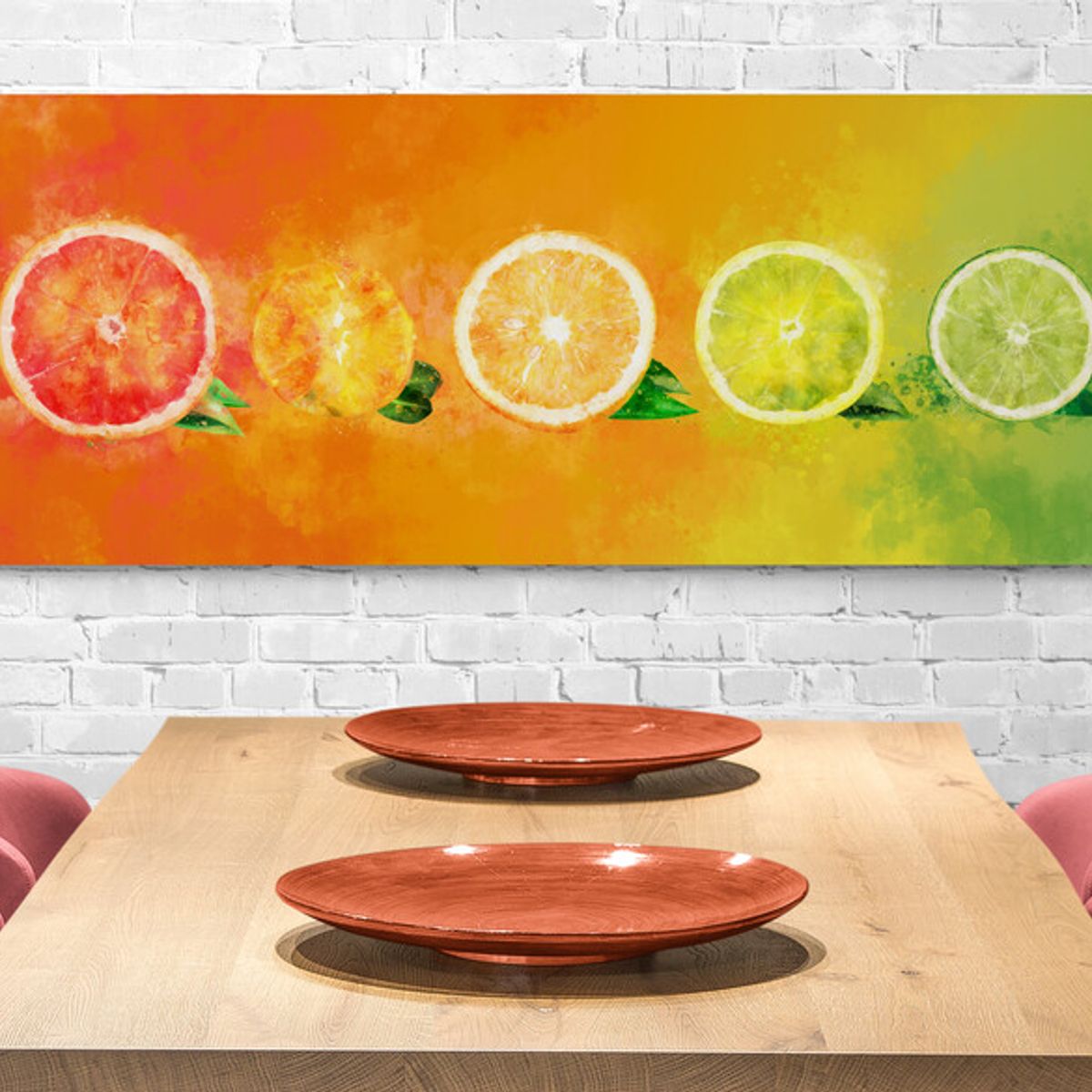 TAYRONA STORE - Cuadro En Lienzo Para Comedor Bodegon Limones 228 100x40cm