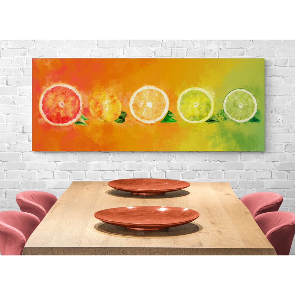 TAYRONA STORE - Cuadro En Lienzo Para Comedor Bodegon Limones 228 100x40cm