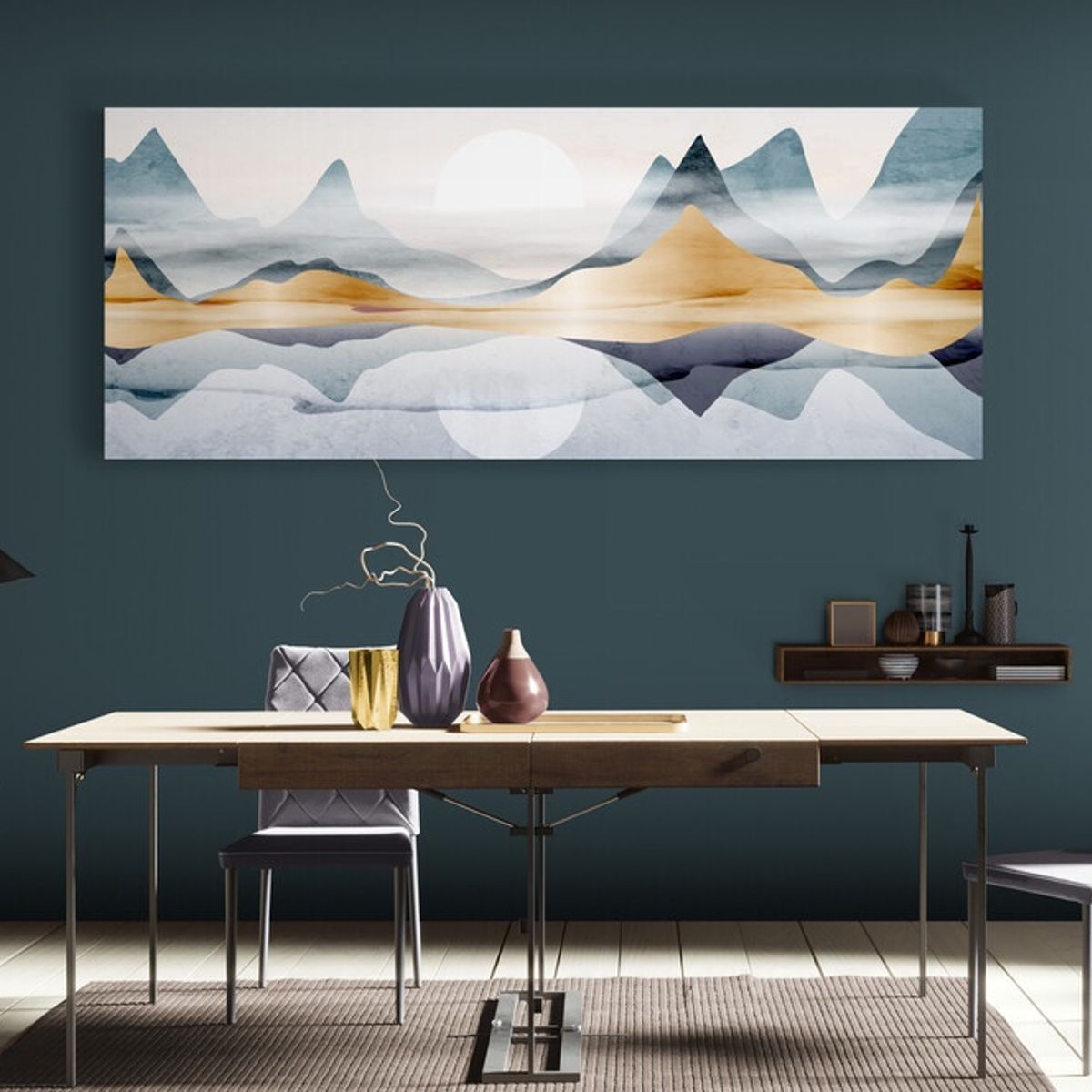 TAYRONA STORE - Cuadro En Lienzo Para Comedor Montañas Minimalistas 009 175x70cm