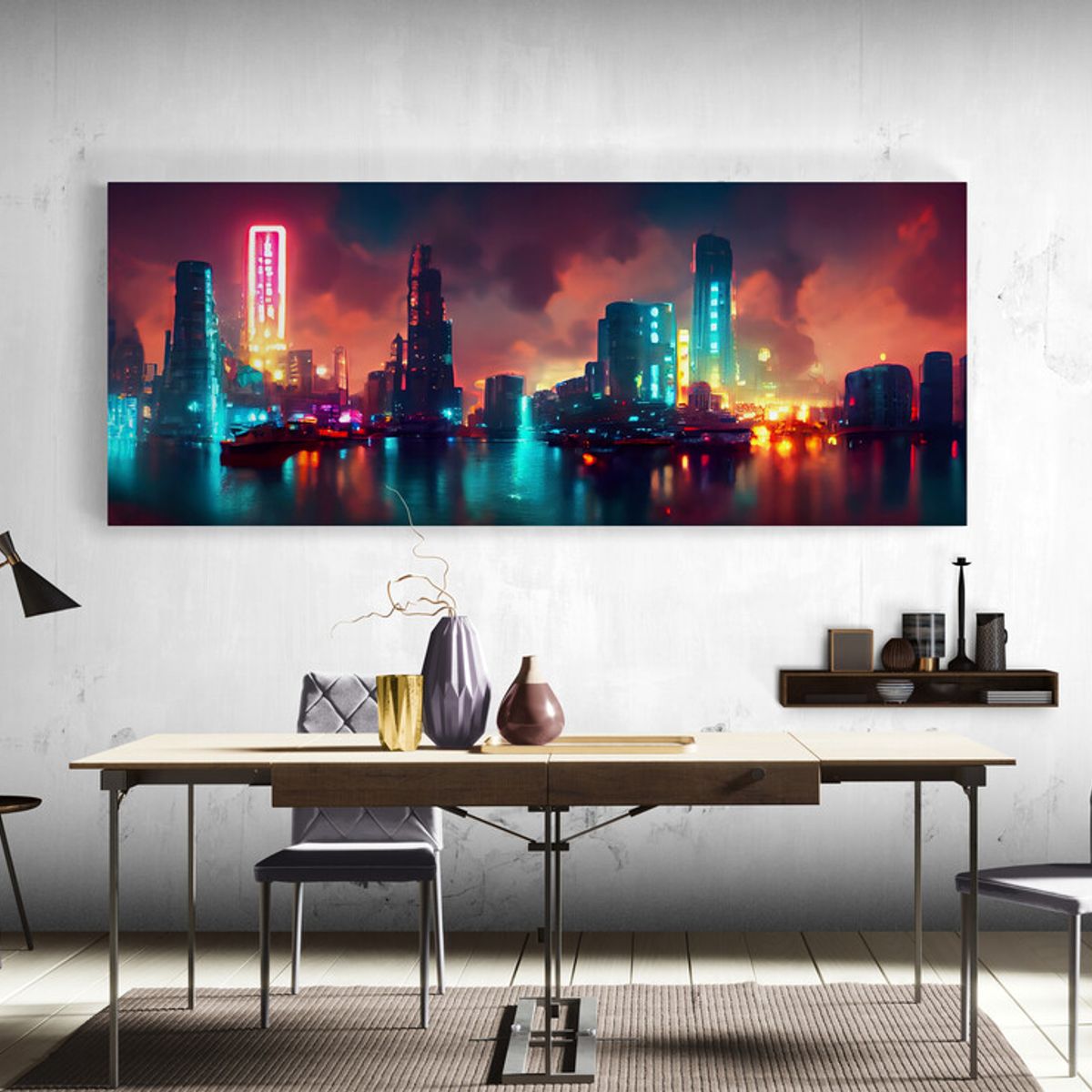 TAYRONA STORE - Cuadro En Lienzo Para Comedor Pintura Ciudad 186 175x70cm