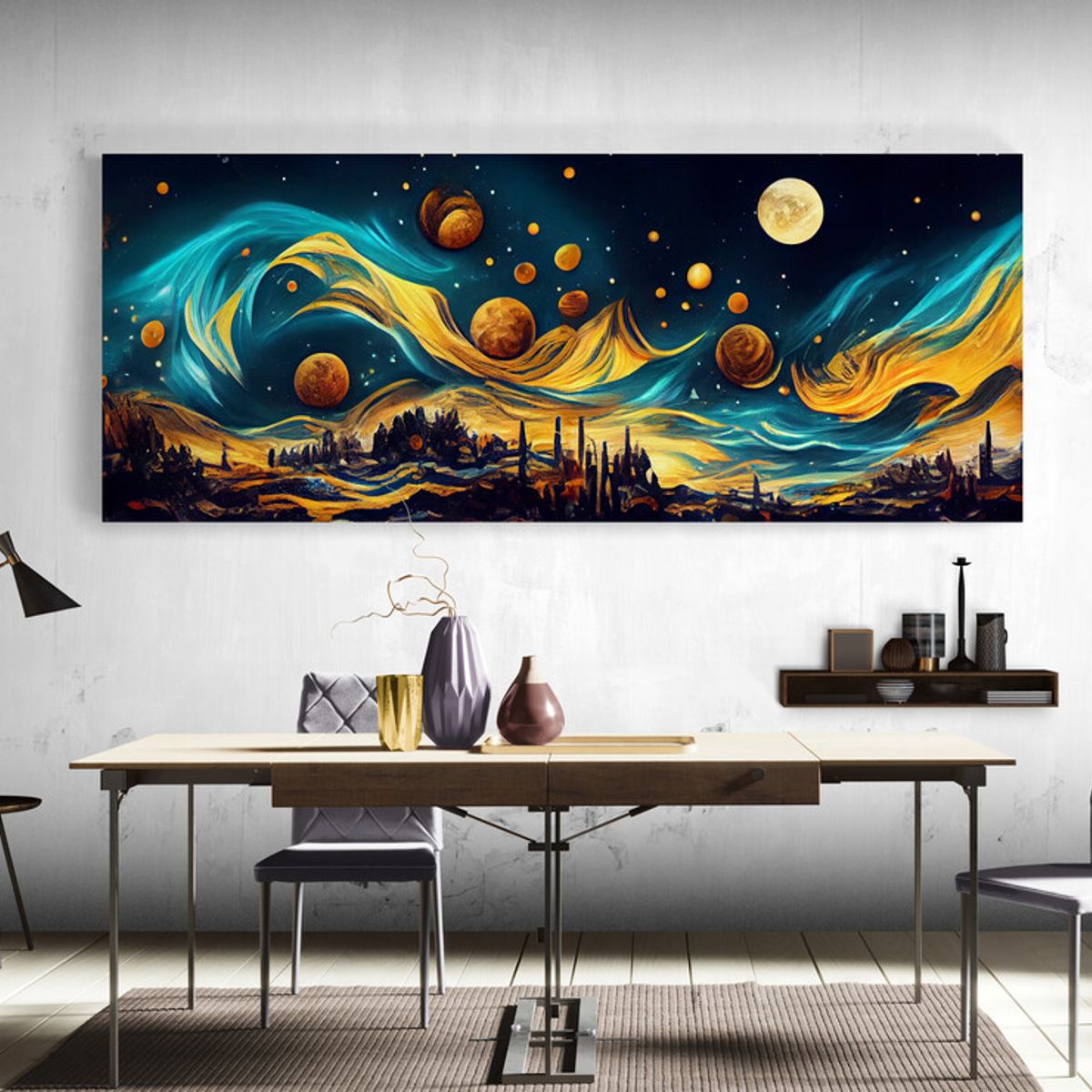 TAYRONA STORE - Cuadro En Lienzo Para Comedor Pintura Ciudad 190 125x50cm