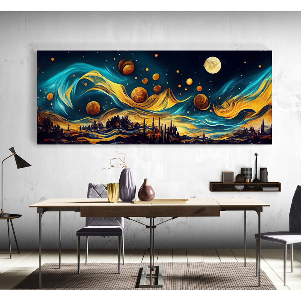 TAYRONA STORE - Cuadro En Lienzo Para Comedor Pintura Ciudad 190 125x50cm