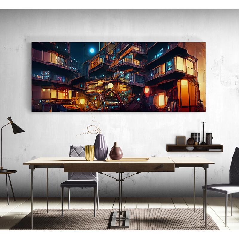 TAYRONA STORE - Cuadro En Lienzo Para Comedor Pintura Ciudad 195 150x60cm