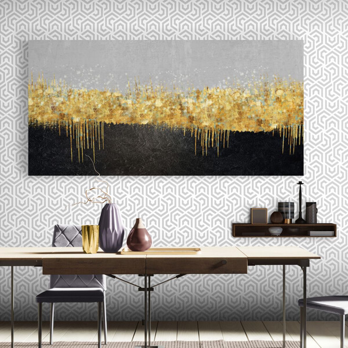 TAYRONA STORE - Cuadro En Lienzo Para Comedor Arbol Diseño Minimalista 474 90x40cm