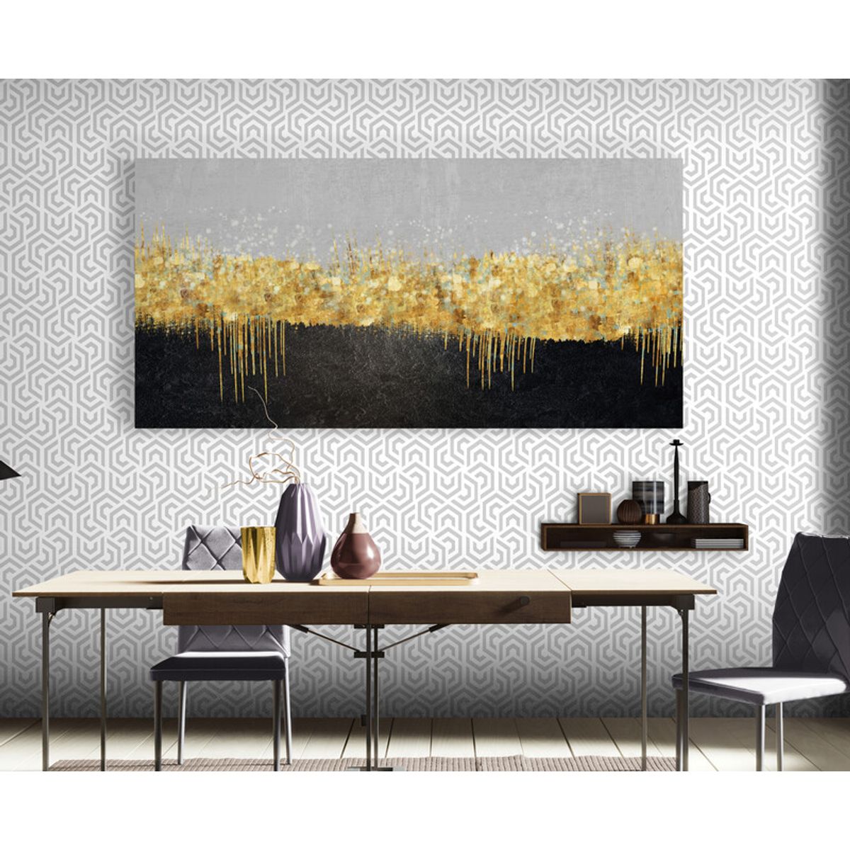 TAYRONA STORE - Cuadro En Lienzo Para Comedor Arbol Diseño Minimalista 474 90x40cm