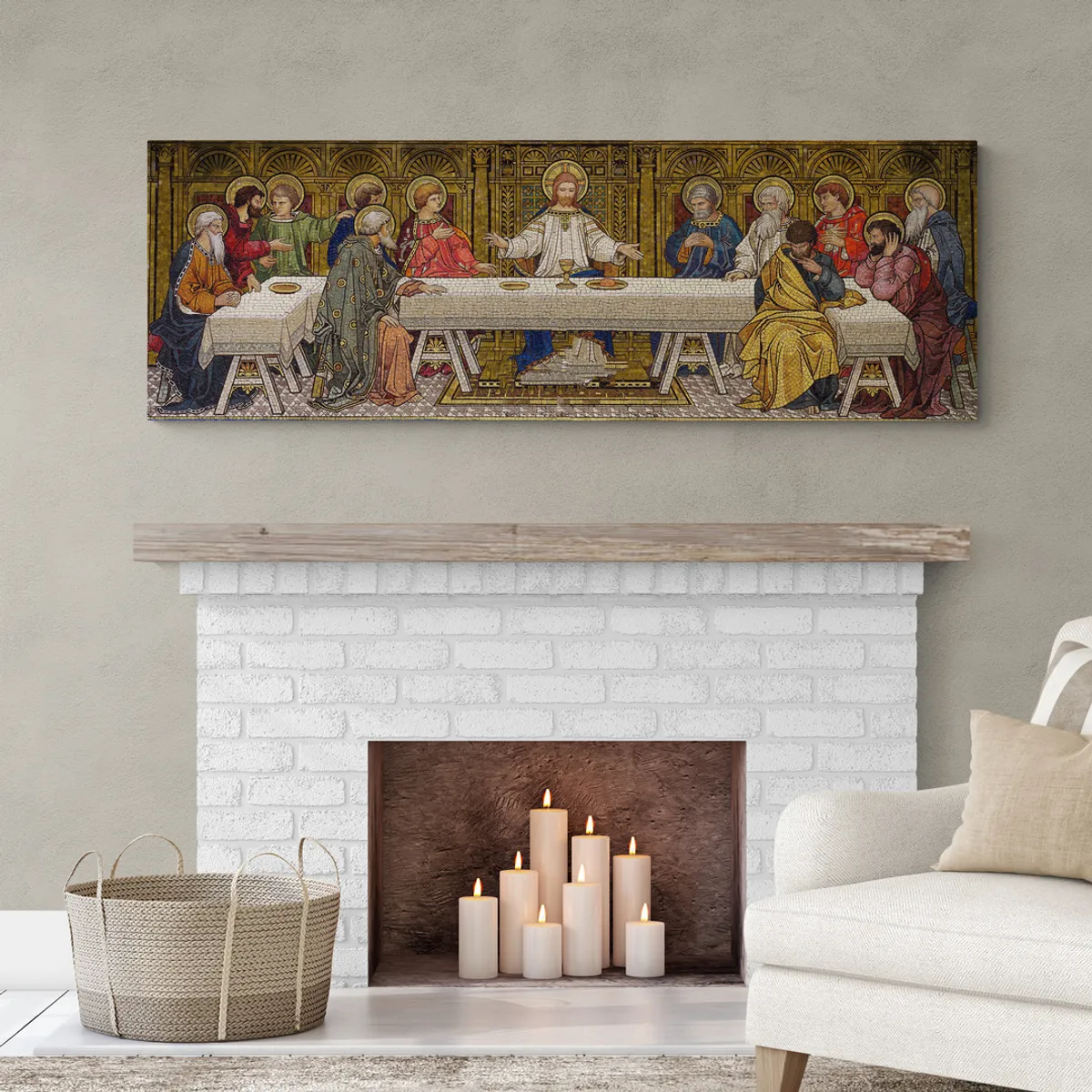 TAYRONA STORE - Cuadro Lienzo Religion Jesus Cristo Ultima Cena 032 150x50cm