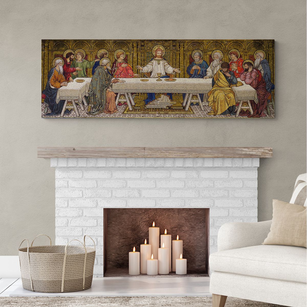 TAYRONA STORE - Cuadro Lienzo Religion Jesus Cristo Ultima Cena 032 150x50cm