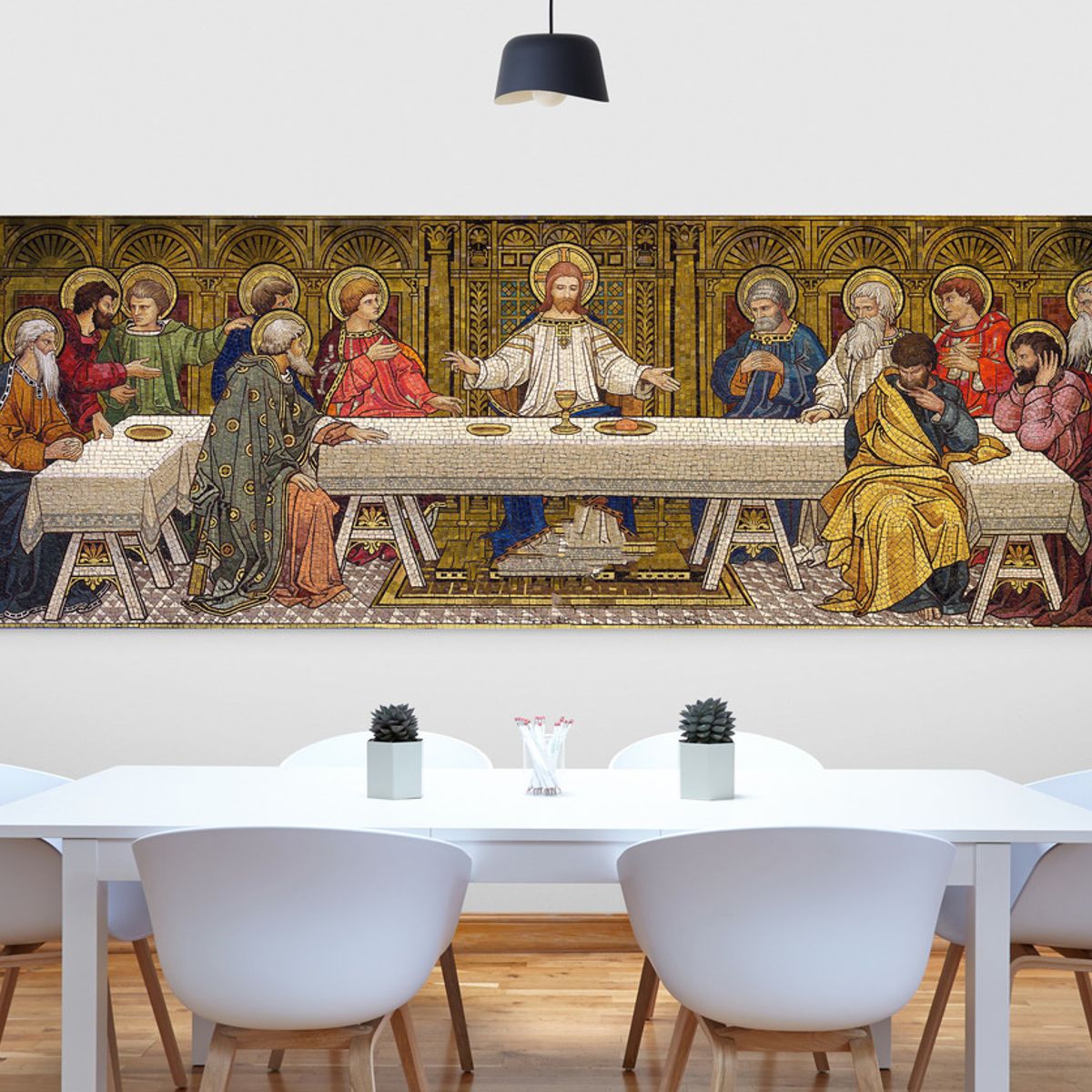 TAYRONA STORE - Cuadro Lienzo Religion Jesus Cristo Ultima Cena 095 120x40cm