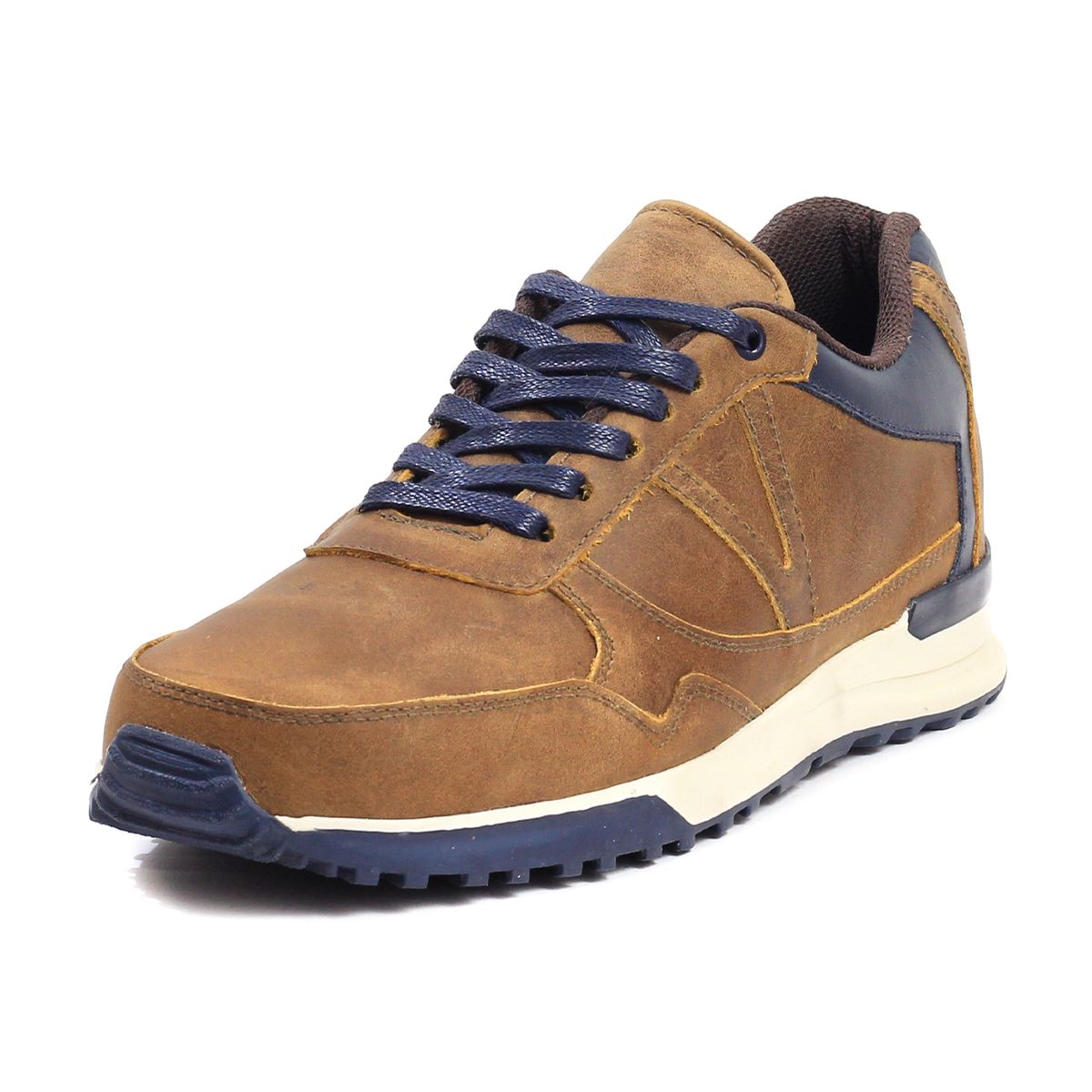 VIAR - Tenis en Cuero Para Hombre VIAR Freddy Miel x Azul