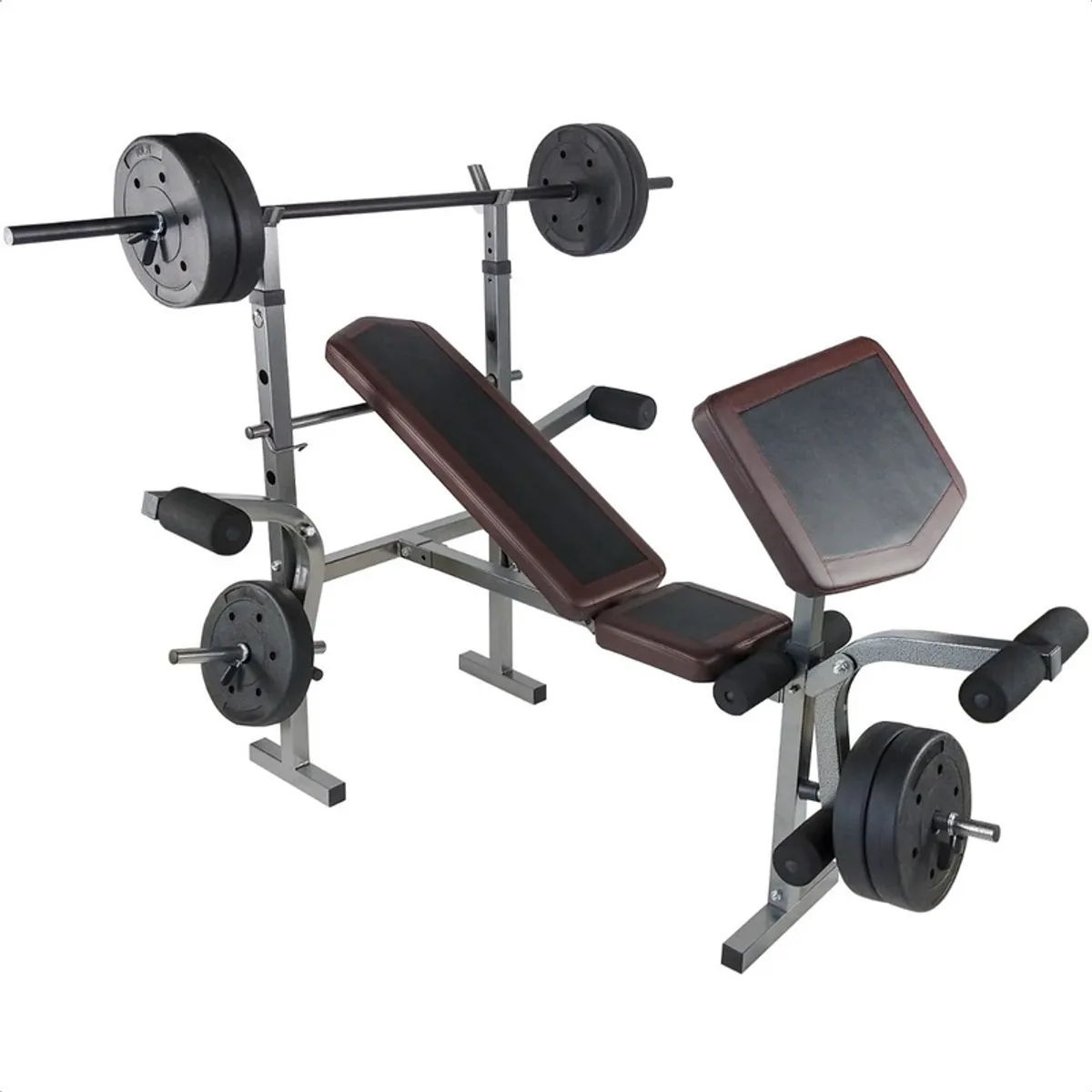 CENTURFIT - Banco De Pesas Multifuncional Incluye Kit De Discos Y Barra Banco Multiejercicios Reclinable