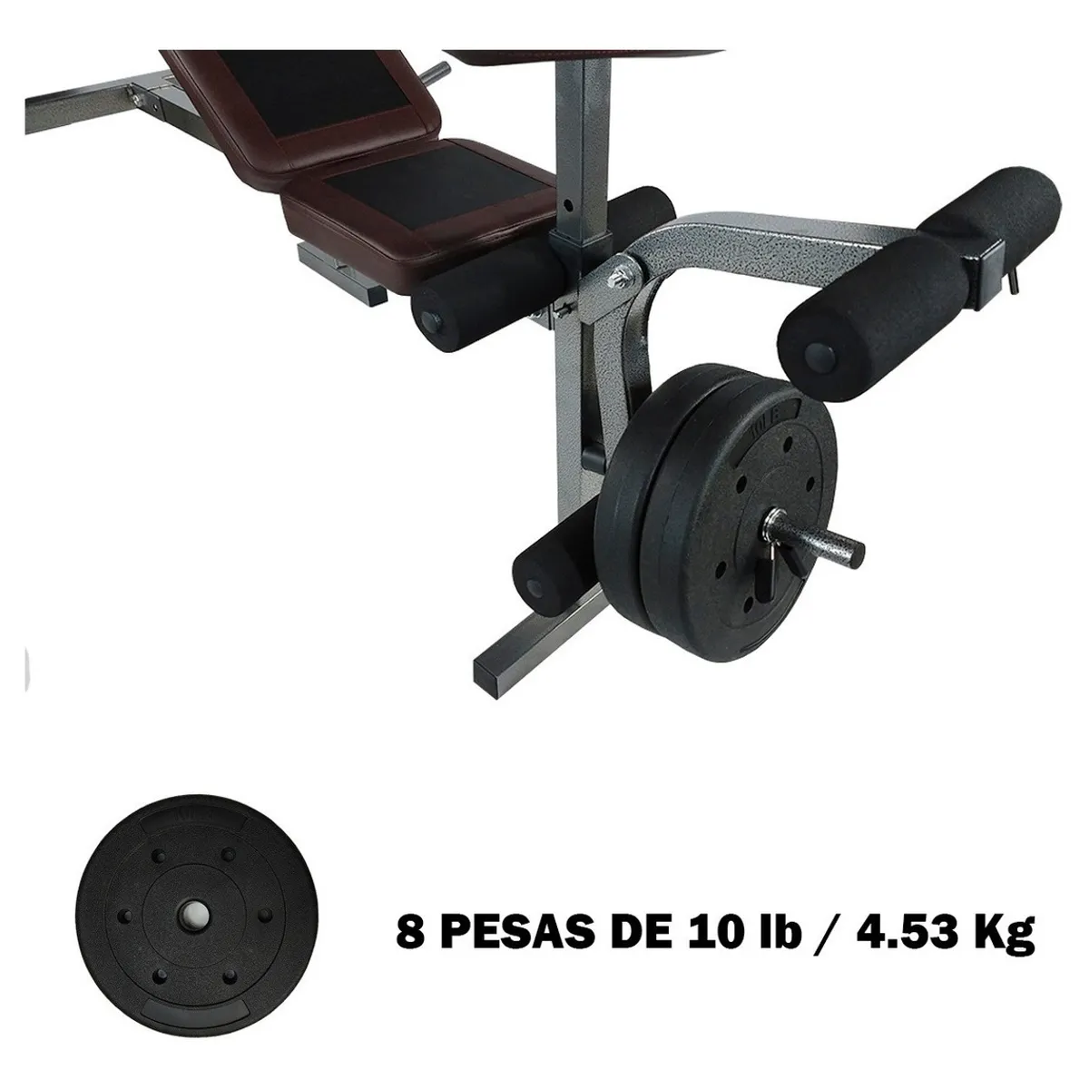 CENTURFIT - Banco De Pesas Multifuncional Incluye Kit De Discos Y Barra Banco Multiejercicios Reclinable
