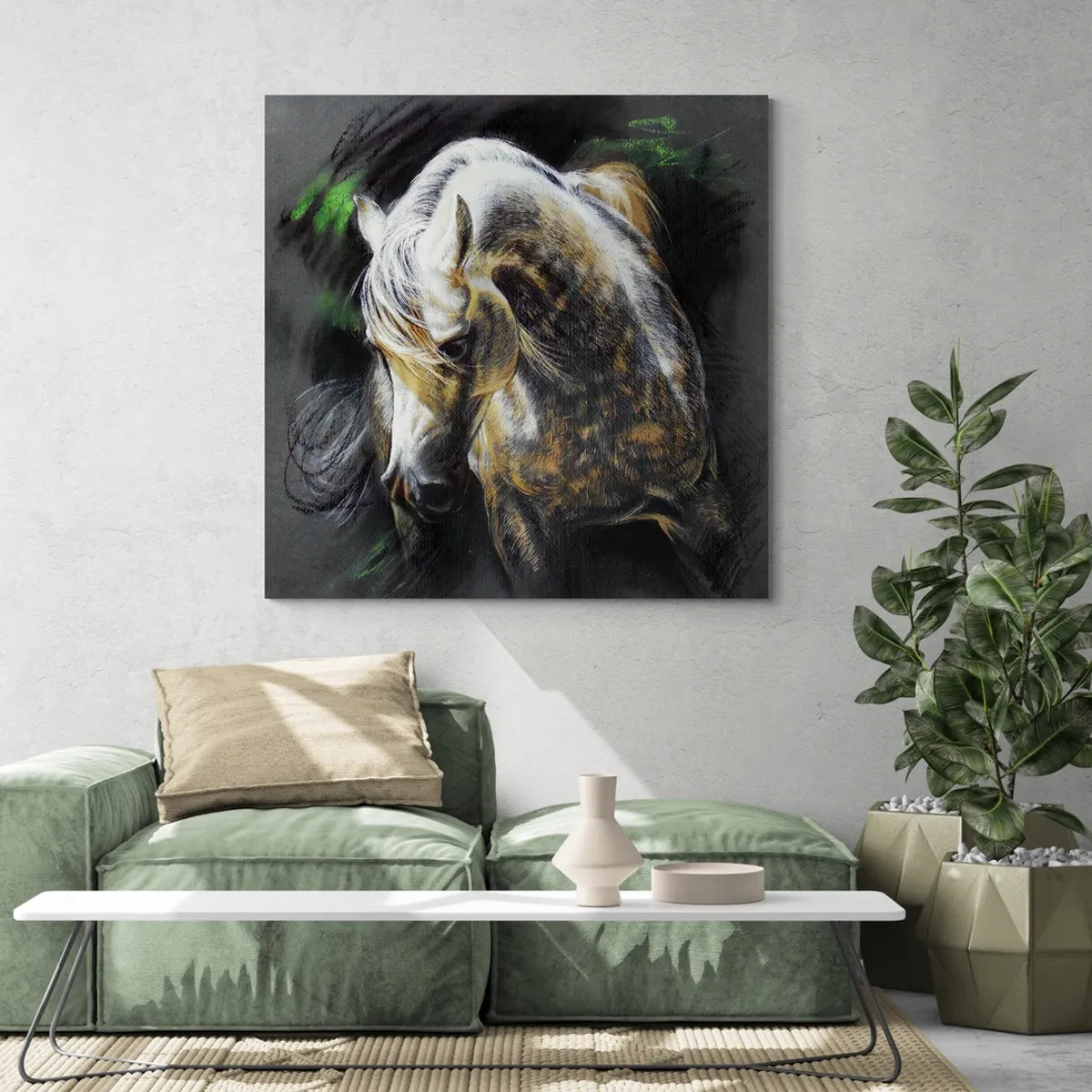TAYRONA STORE - Cuadro En Lienzo Para La Sala Caballos 110 100x100cm