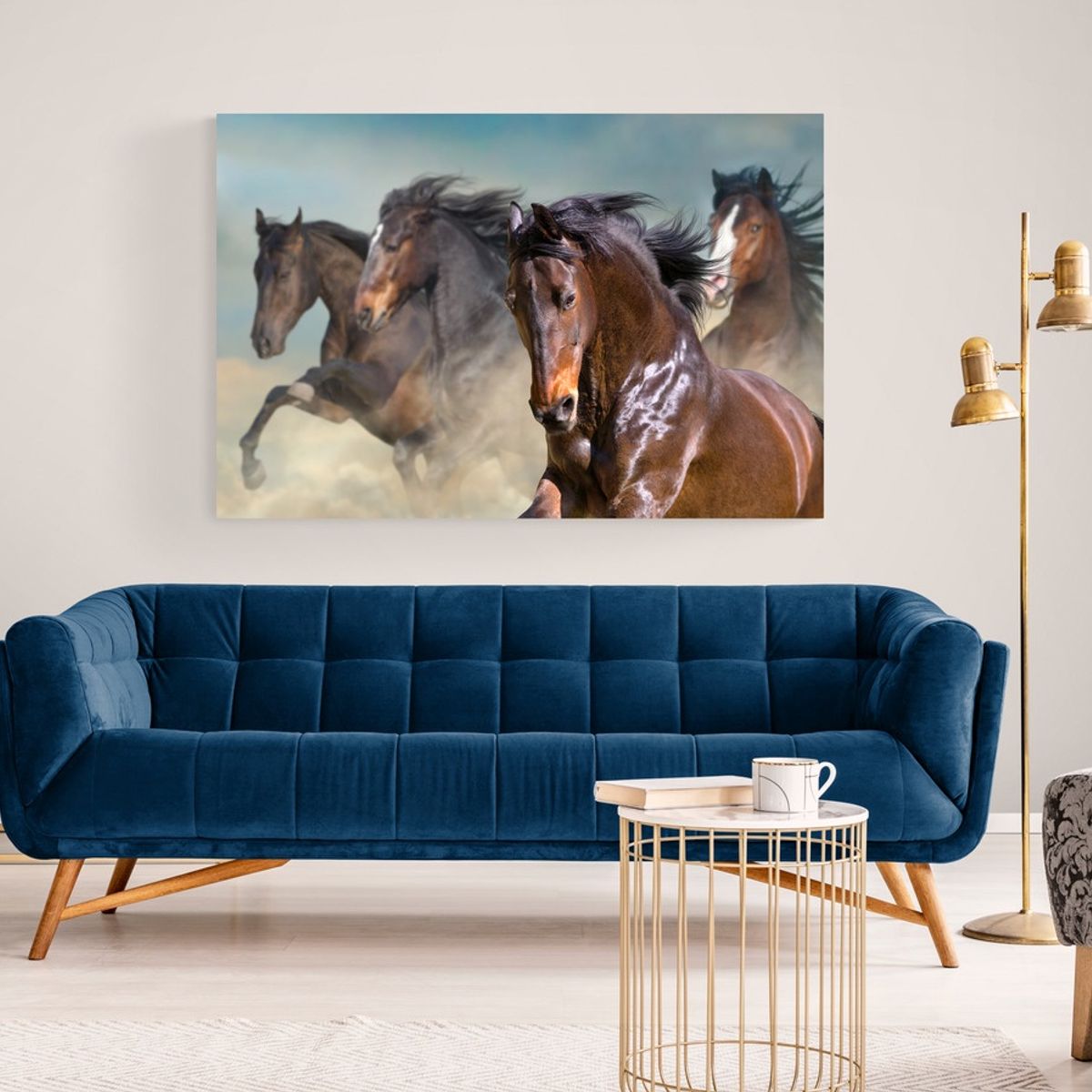 TAYRONA STORE - Cuadro En Lienzo Para La Sala Caballos 130 100x70cm.