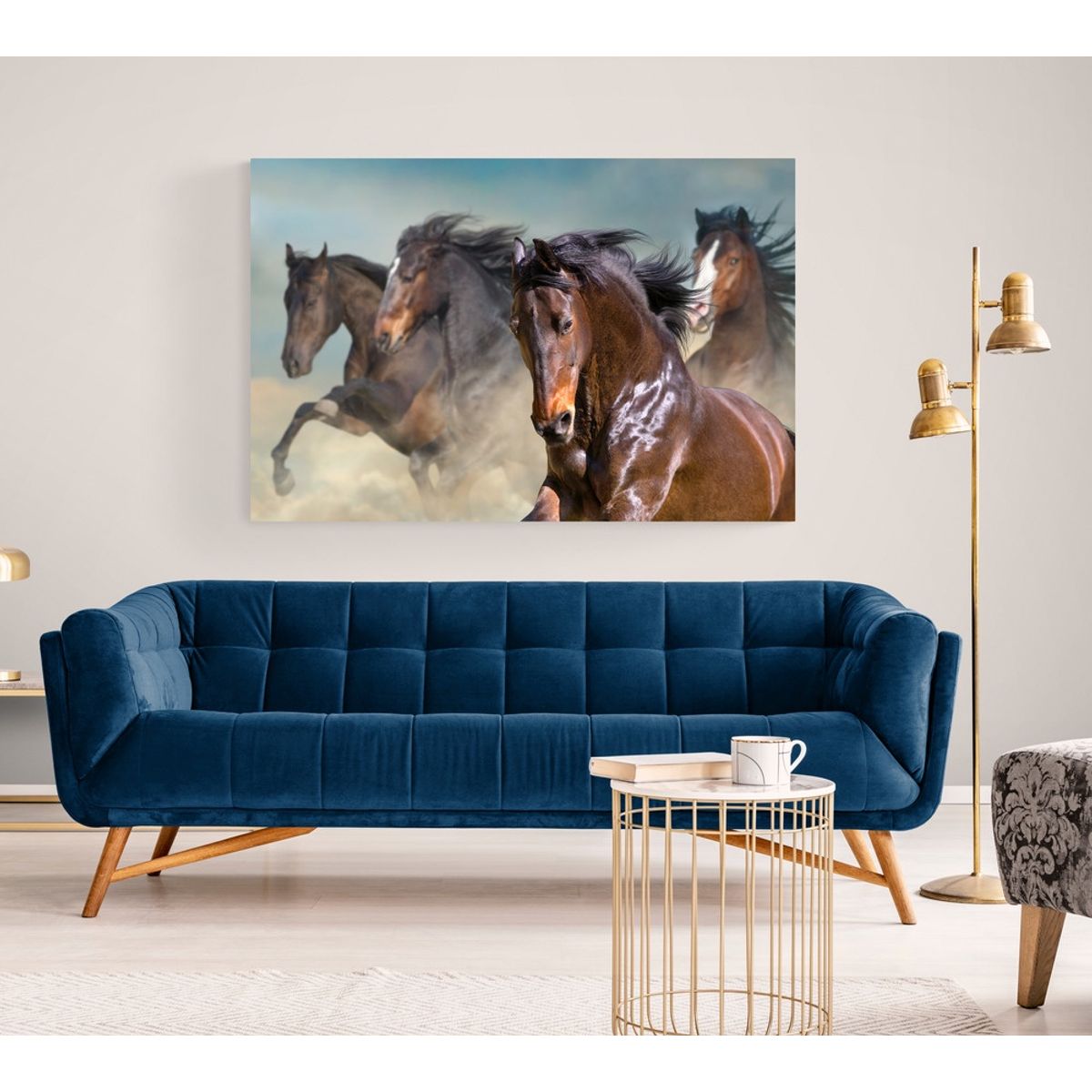 TAYRONA STORE - Cuadro En Lienzo Para La Sala Caballos 130 100x70cm.