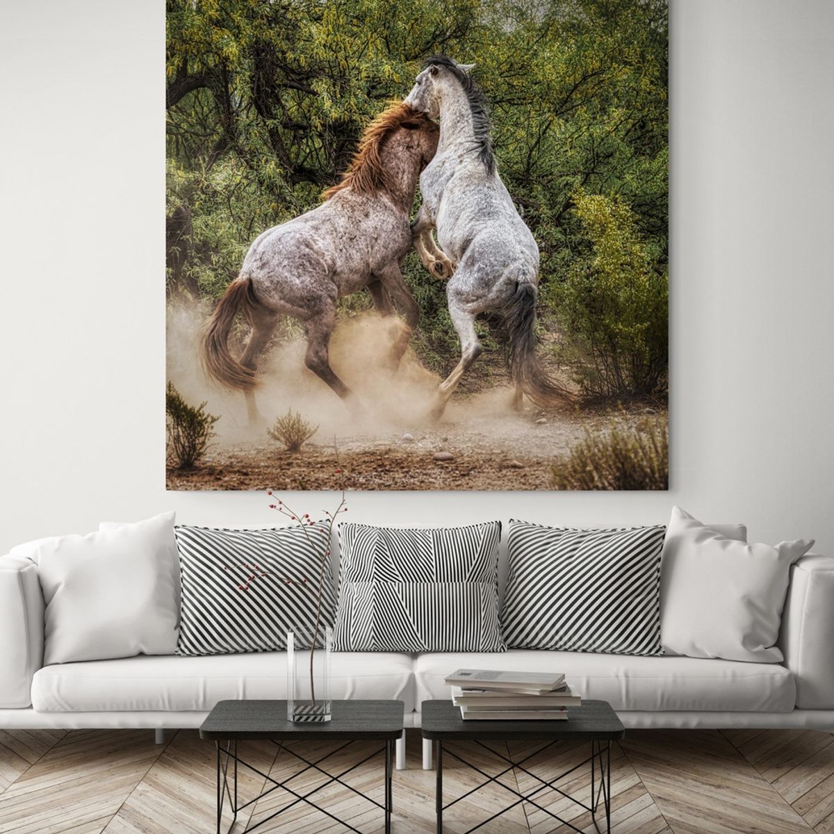 TAYRONA STORE - Cuadro En Lienzo Para La Sala Caballos 153 60x60cm