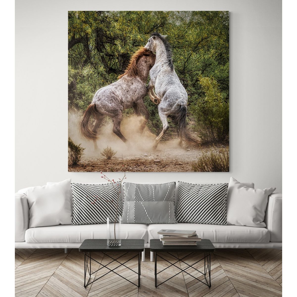 TAYRONA STORE - Cuadro En Lienzo Para La Sala Caballos 153 60x60cm