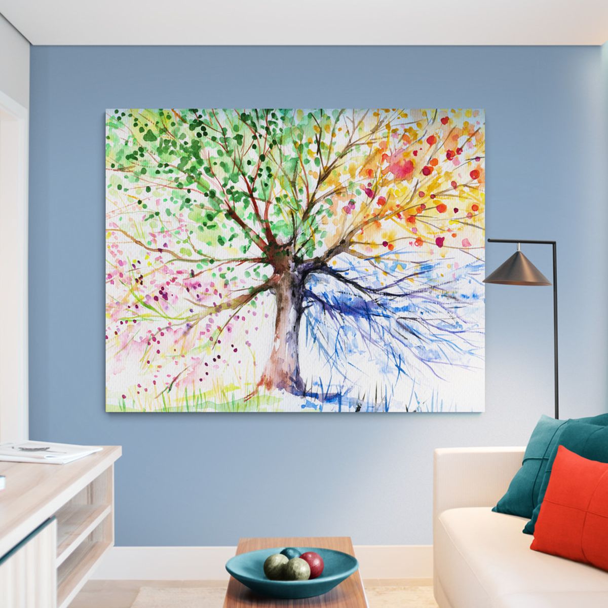 TAYRONA STORE - Cuadro En Lienzo Para La Sala Arbol Colores 011 120x80cm