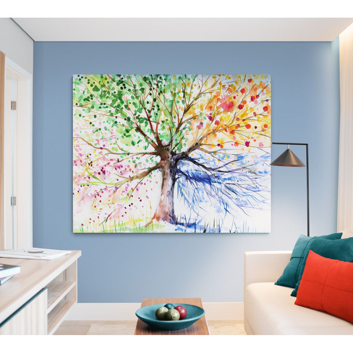 TAYRONA STORE - Cuadro En Lienzo Para La Sala Arbol Colores 011 120x80cm
