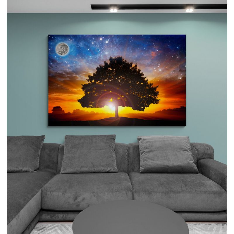 TAYRONA STORE - Cuadro En Lienzo Para La Sala Arbol Colores 09 50x35cm